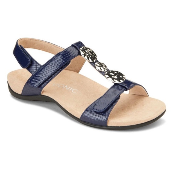 Vionic | Shoes | Vionic Farra Lizard Comfort Sandals Navy Blue | Poshmark